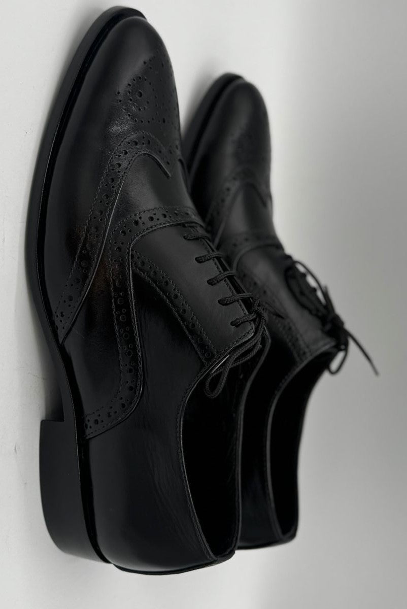Handcrafted Black Textured Leather Oxford Shoes – Turkish Boots