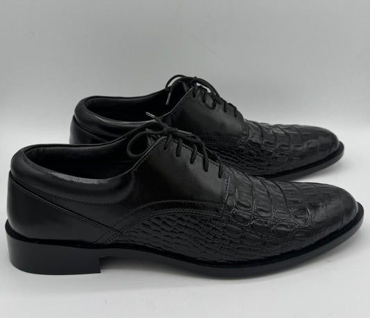 Handcrafted Black Crocodile Leather Oxford Shoes – Turkish Boots