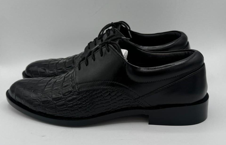 Handcrafted Black Crocodile Leather Oxford Shoes – Turkish Boots