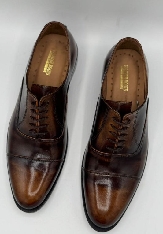 Handcrafted 2T BrownTextured Leather Oxford Shoes – Turkish Boots