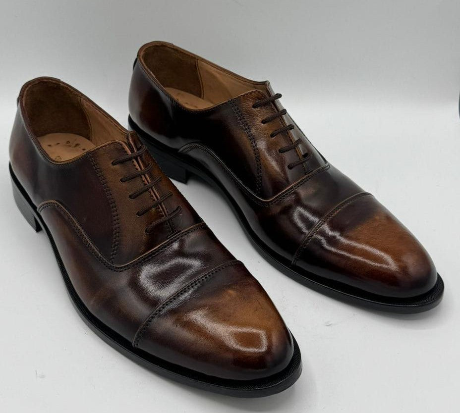 Handcrafted 2T BrownTextured Leather Oxford Shoes – Turkish Boots