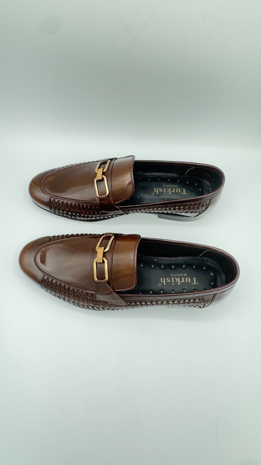 brown leather loafers