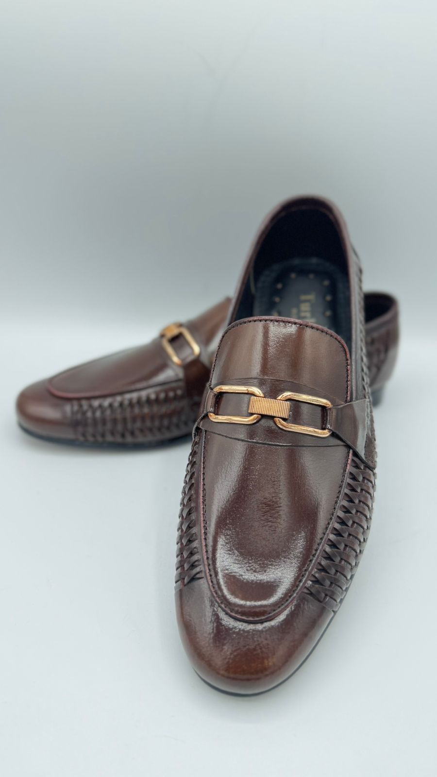 brown leather loafers