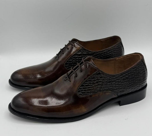 Handcrafted Brown Textured Leather Oxford Shoes – Turkish Boots