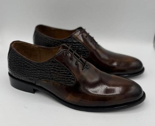Handcrafted Brown Textured Leather Oxford Shoes – Turkish Boots