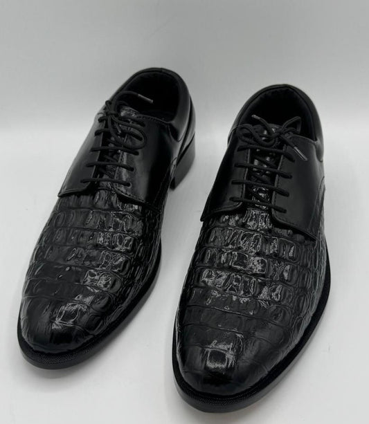 Handcrafted Black Crocodile Leather Oxford Shoes – Turkish Boots