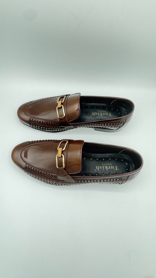 brown leather loafers