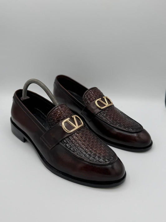 Brown Leather Moccains Shoes