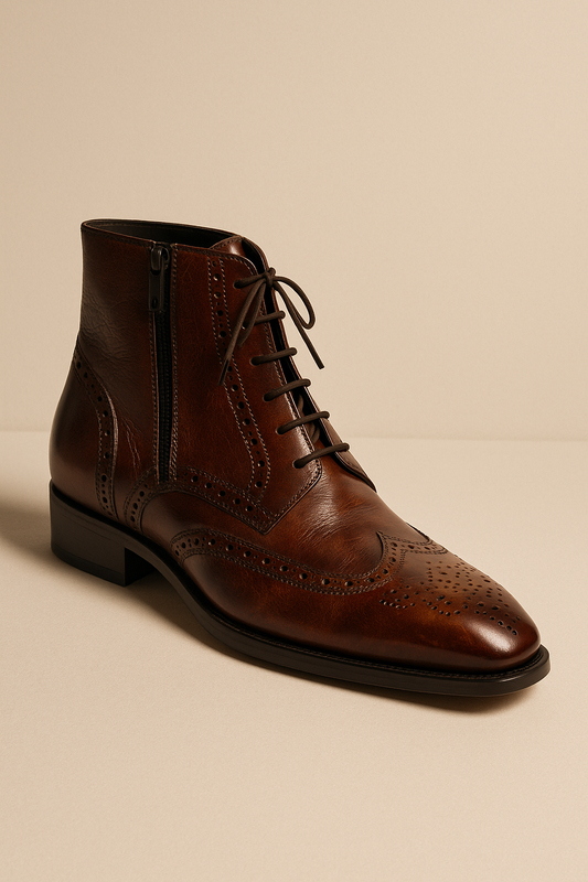Black Leather Chelsea Laces Boots